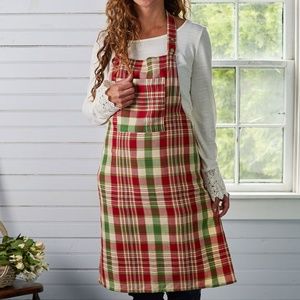 April Cornell Yuletide Plaid Apron O/S NWT